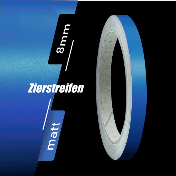 Zierstreifen Matt verkehrsblau azur blau hellblau 8mm in in 10 m Länge für Auto Boot Klebeband Dekorstreifen Tuningstreifen Autofolie Siviwonder