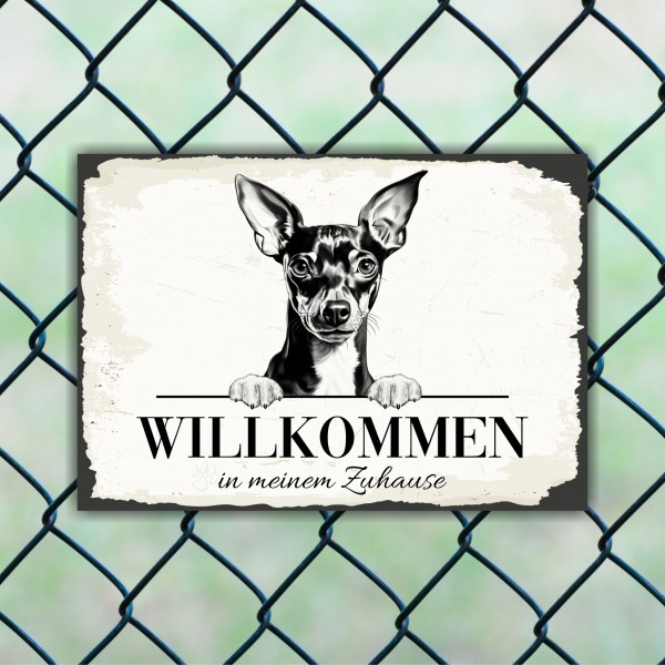 Hundeschild Willkommen Zuhause Zwergpinscher Pinscher Schild Achtung