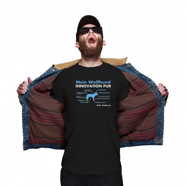 Wolfhund Unisex T-Shirt Innovation Hundemotiv Saarloos Tschechoslowakischer Wolf Schwarz