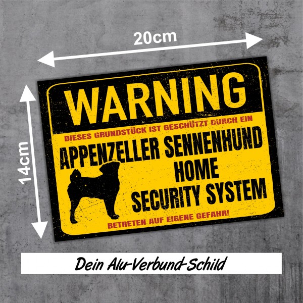 Appenzeller Sennenhund Dog Schild Warning Security System Türschild Hundeschild