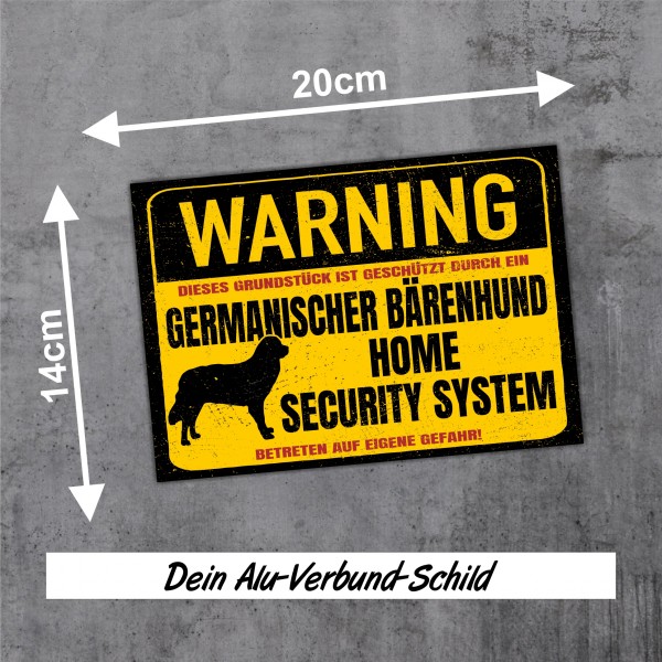 Germanischer Bärenhund Schild Warning Security System Türschild Hundeschild Warnschild Schild Hund