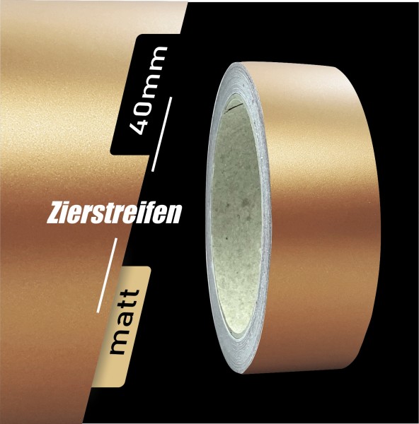 Zierstreifen Matt kupfer metallic 40mm in in 10 m Länge für Auto Boot Klebeband Dekorstreifen Tuningstreifen Autofolie Siviwonder
