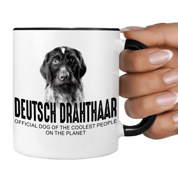 Deutsch Drahthaar DD Deutscher Drahthaar Deutscher Drahthaariger Vorstehhund Drahthaar German Wirehaired Pointer Jagdhund Jäger Dog cool Leute lustig Dog Tasse Kaffeetasse Kaffeebecher happy Design by Siviwonder