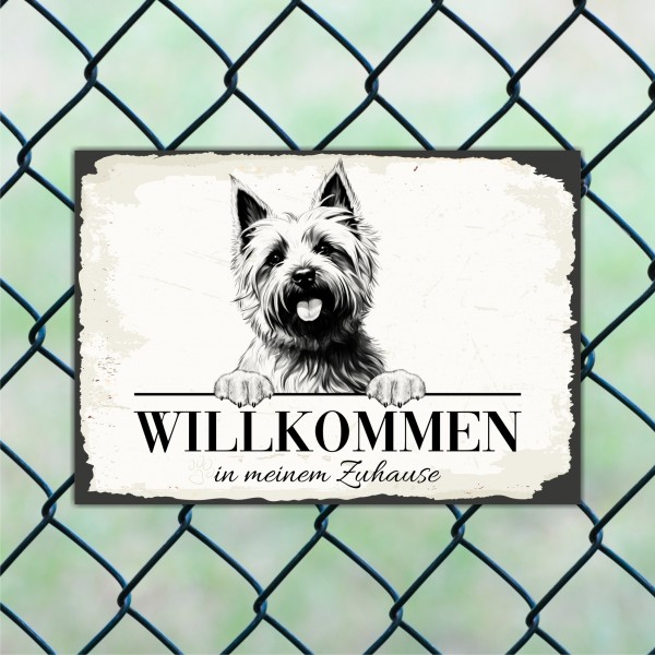 Hundeschild Willkommen Zuhause Cairn Terrier Kern Schild Achtung Spruch Türschild