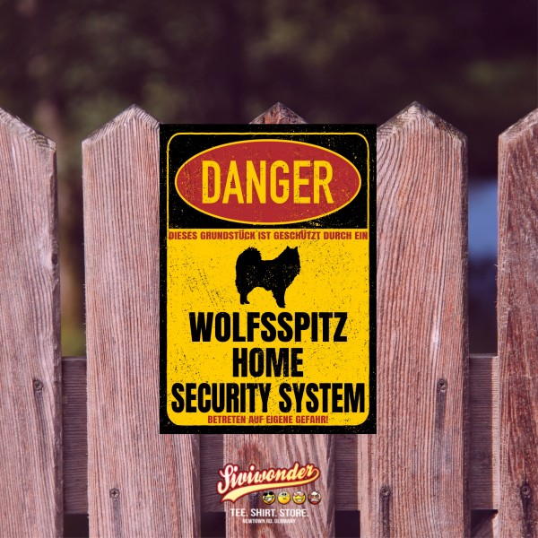 Wolfsspitz Keeshond Kees Deutscher Spitz Spitze Danger Security System Warnschild Hund Schilder Hundeschild