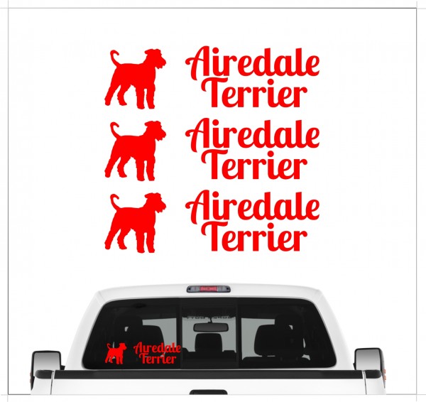 Airedale Terrier Dog 3er Set r AUTOAUFKLEBER Aufkleber Hunde Hundemotiv