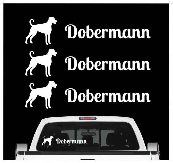 Dobermann Dobi Dobie Doberman Pinscher Dog 3er Set AUTOAUFKLEBER Aufkleber Hunde Hundemotiv by SIVIWONDER