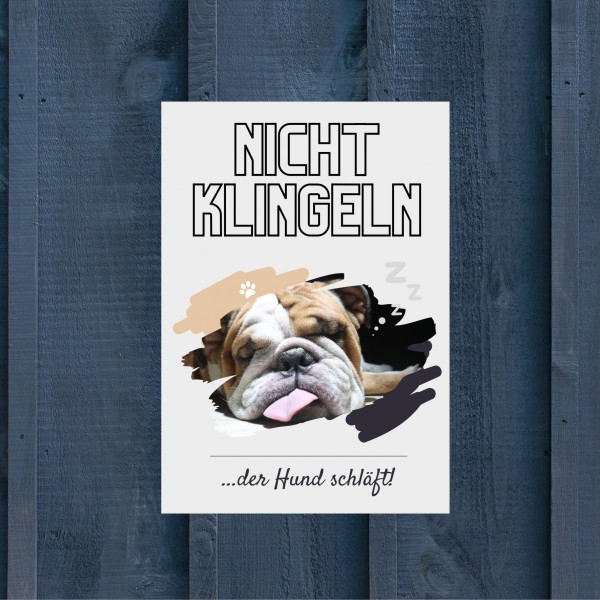 Englische Bulldogge Hund nicht klingeln schlafen Schild Dog Hund Spruch Türschild Hundeschild Wall Art Gefährte
