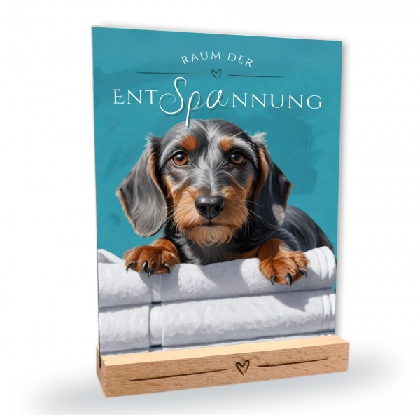 Hundeschild Deko Badezimmer Wellness Rauhaardackel Dackel Schild Spruch