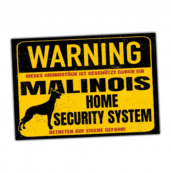 Malinois Belgian Mali Schild Warning Security System Türschild Hundeschild Warnschild Hund Achtung