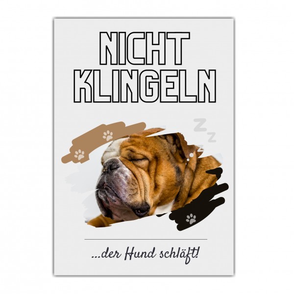 Englische Bulldogge Hund nicht klingeln schlafen Schild Dog Hund Spruch Türschild Hundeschild Wall Art Gefährte