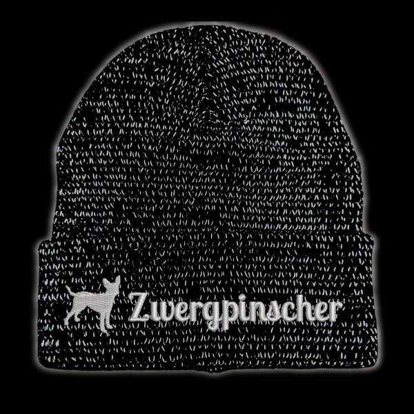Zwergpinscher reflektierende Mütze Stickerei Hund Winter Strickmütze reflex Beanie warm