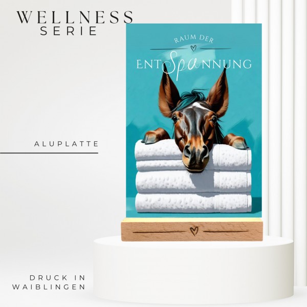Pferd Schild Wellness Handtuch Entspannung Schild Spruch