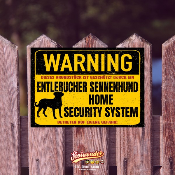 Entlebucher Sennenhund Warning Schild Danger Security System Türschild Hundeschild Warnschild