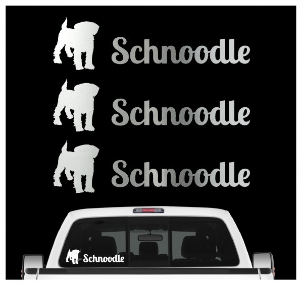Schnoodle Schnudel Schnauzer Pudel Mix Mischling 3er Set AUTOAUFKLEBER Aufkleber Hunde Hundemotiv by SIVIWONDER