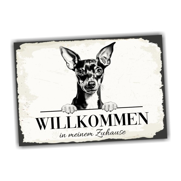 Hundeschild Willkommen Zuhause Zwergpinscher Pinscher Schild Achtung