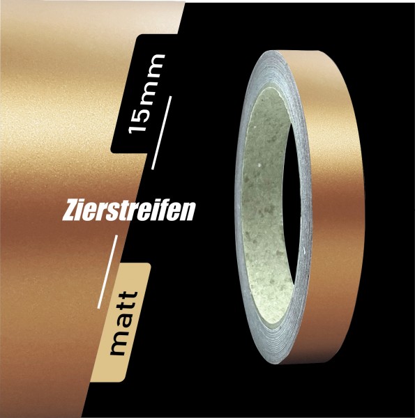 Zierstreifen Matt kupfer metallic 15mm in in 10 m Länge für Auto Boot Klebeband Dekorstreifen Tuningstreifen Autofolie Siviwonder