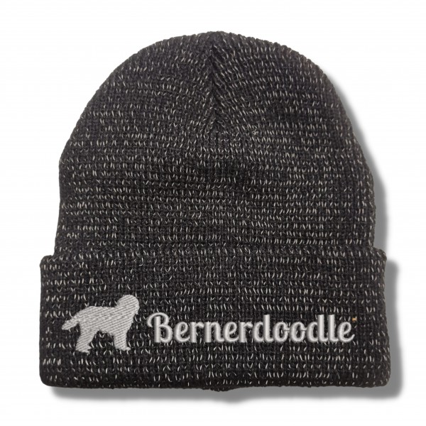 Bernerdoodle reflektierende Mütze Stickerei Hund Winter Strickmütze reflex Beanie warm