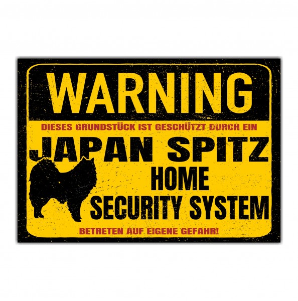 Japan Spitz Schild Warning Security System Türschild Hundeschild Warnschild Hund Spitze