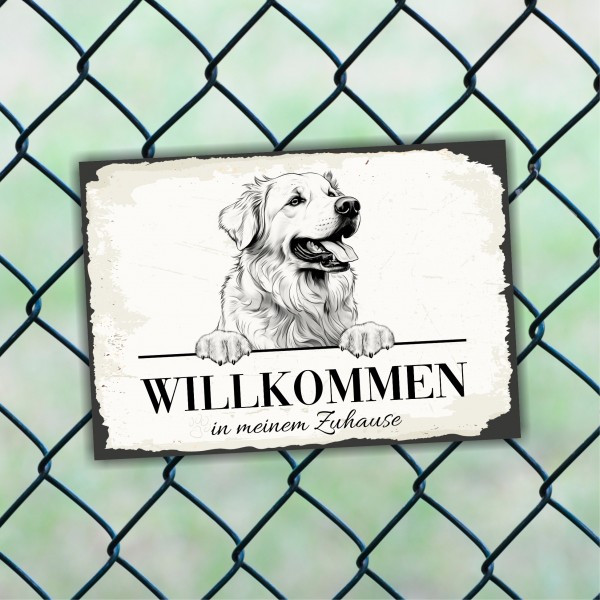 Hundeschild Willkommen Zuhause Pyrenäenberghund Schild Achtung Spruch