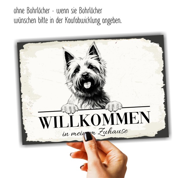 Hundeschild Willkommen Zuhause Cairn Terrier Kern Schild Achtung Spruch Türschild