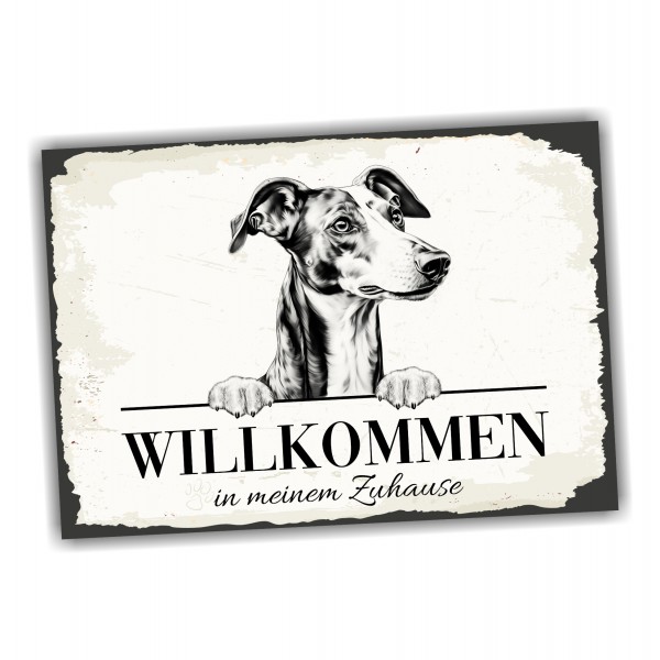 Hundeschild Willkommen Zuhause Greyhound Windhund Schild Achtung Spruch