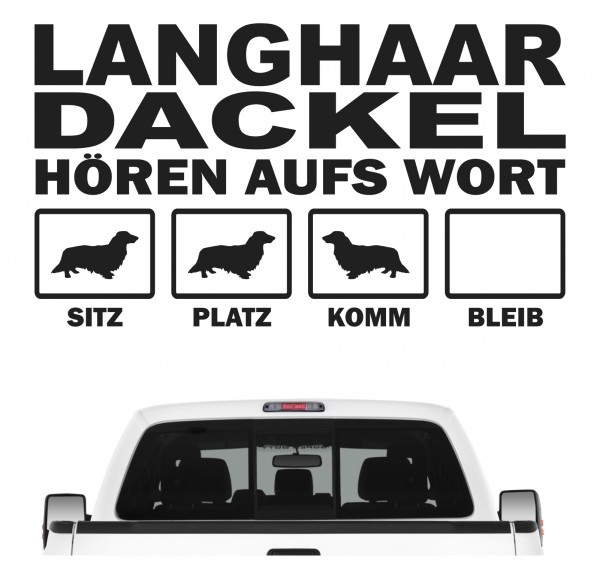 Langhaardackel Dackel Dachshund Teckel Wiener Dog Hört aufs Wort Hunde Aufkleber Sticker Autoaufkleber Wandtattoo Tattoo