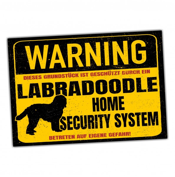 Labradoodle Schild Warning Security System Türschild Hundeschild Warnschild Hund Doodle