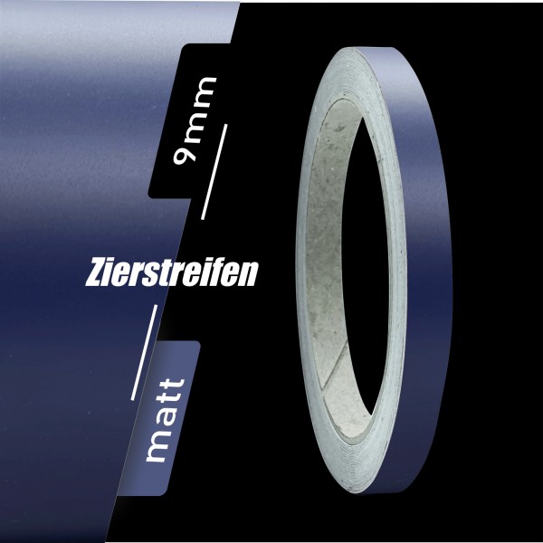 Zierstreifen Matt dunkelblau blau 9mm in in 10 m Länge für Auto Boot Klebeband Dekorstreifen Tuningstreifen Autofolie Siviwonder