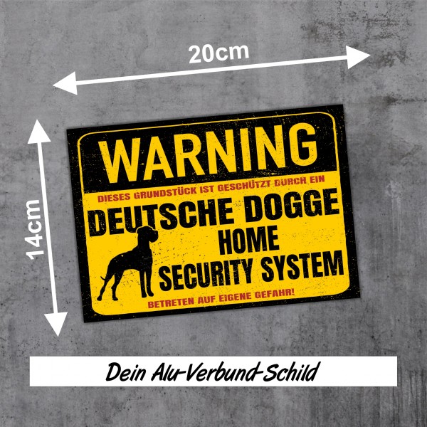 Dogge deutsche Dog Schild Warning Security System Türschild Hundeschild Warnschild