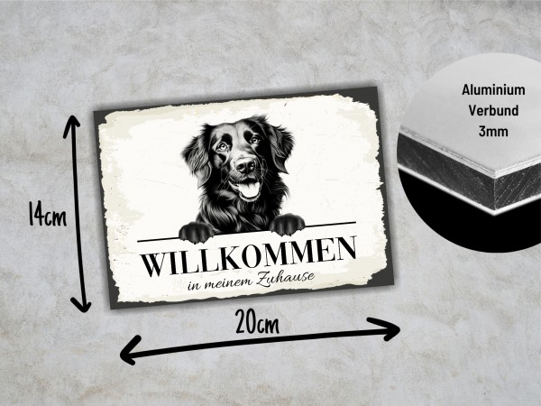 Hundeschild Willkommen Zuhause Flat Coated Retriever Schild Achtung Spruch