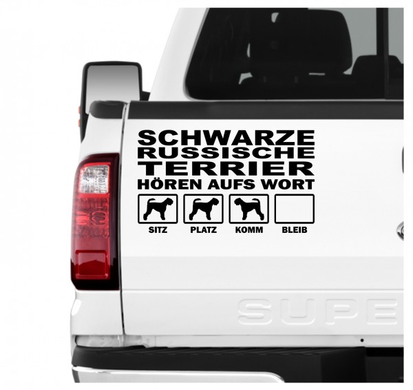 Schwarzer Russischer Terrier Hört aufs Wort Hunde Aufkleber Sticker Autoaufkleber Wandtattoo Tattoo