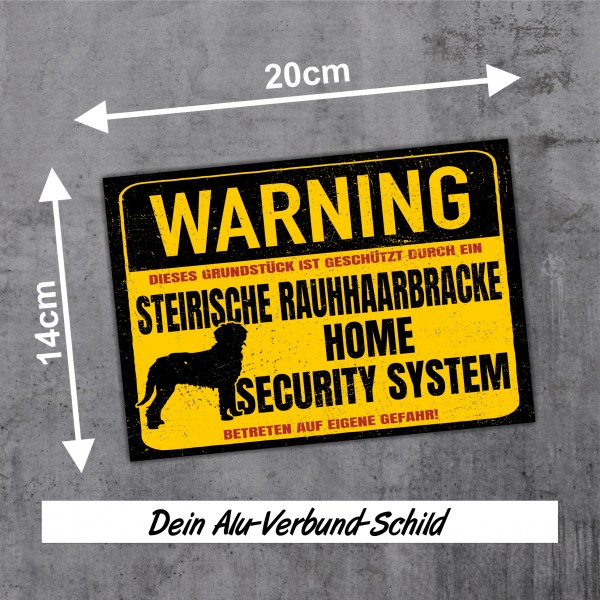 Schild Steirische Rauhhaarbracke Warning Security System Türschild Hundeschild Warnschild Hund