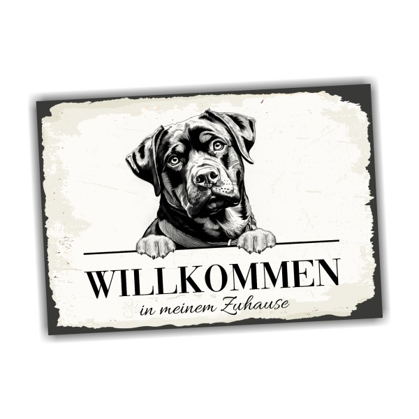 Hundeschild Willkommen Zuhause Rottweiler Rottie Schild Achtung Spruch
