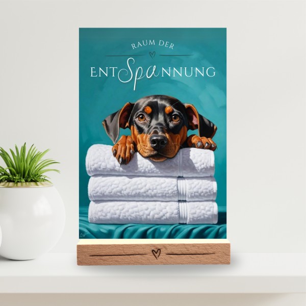 Hundeschild Deko Badezimmer Wellness Deutscher Pinscher Schild Spruch