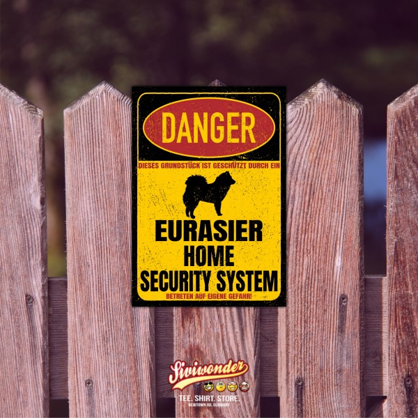 Eurasier Eurasian Spitz Spitze Wolfsspitz Samojede Dog Türschild Danger Security System Warnschild