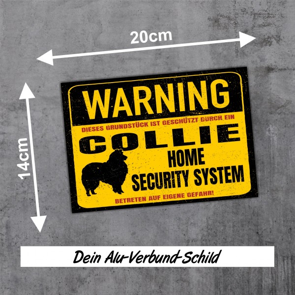 Collie Langhaarcollie Dog Schild Warning Security System Türschild Hundeschild Warnschild