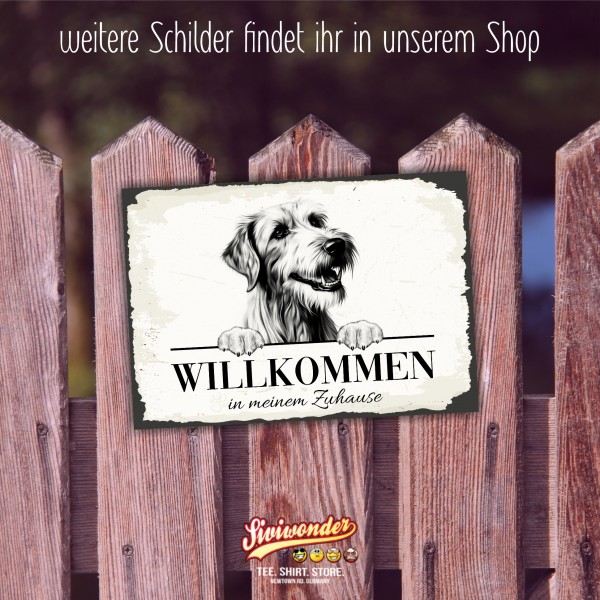 Hundeschild Willkommen Zuhause Irish Wolfhound Schild Achtung Spruch