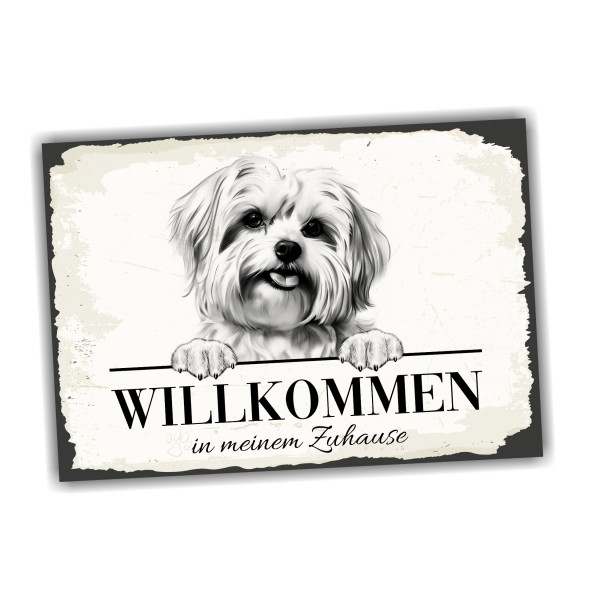 Hundeschild Willkommen Zuhause Malteser Maltese Schild Achtung Spruch