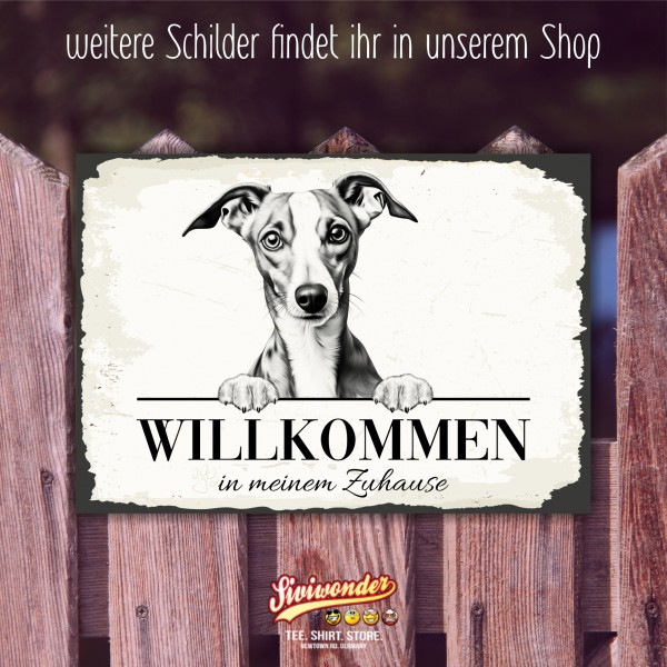 Hundeschild Willkommen Zuhause Whippet Windhund Schild