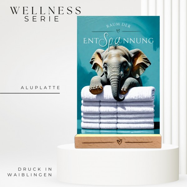 Elefant Elefanten Schild Wellness Handtuch Entspannung Schild Spruch