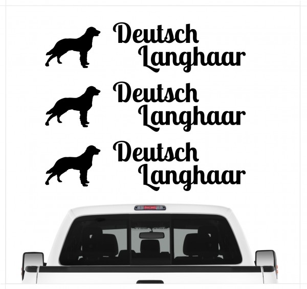 Deutsch Langhaar DL Deutscher Langhaariger Vorstehhund German Pointer Jagdhund Jäger Dog 3er Set AUTOAUFKLEBER Aufkleber Hunde Hundemotiv by SIVIWONDER