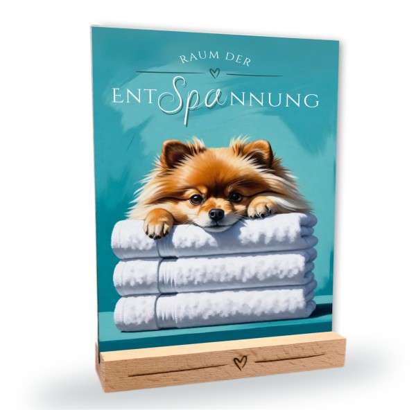 Hundeschild Deko Badezimmer Wellness Pomeranian Pom Schild Spruch