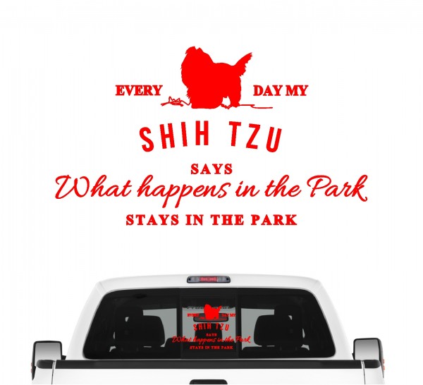 Shih Tzu Vintage Hundeaufkleber Hundemotiv Auto Folie Tibet Chinese Lion Dog