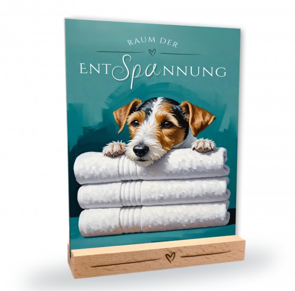 Hundeschild Deko Badezimmer Wellness Foxterrier Schild Spruch