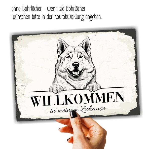 Hundeschild Willkommen Zuhause Akita Inu No.1 Dog Schild Spruch Türschild Warnschild