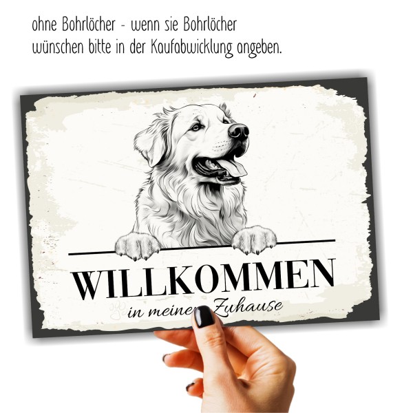 Hundeschild Willkommen Zuhause Pyrenäenberghund Schild Achtung Spruch
