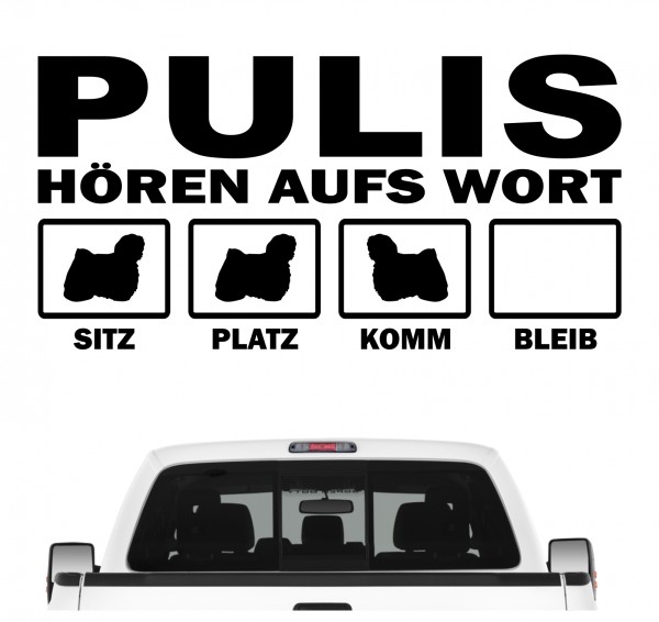 Puli Hört aufs Wort Hunde Aufkleber Sticker Autoaufkleber Wandtattoo Tattoo
