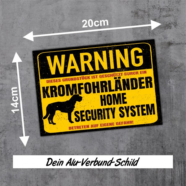 Kromfohrländer Schild Warning Security System Türschild Hundeschild Warnschild Hund