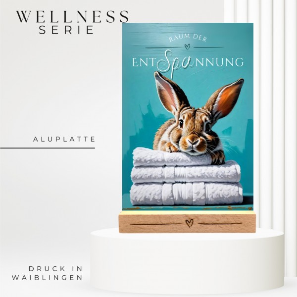 Kaninchen Hase Schild Wellness Handtuch Entspannung Schild Spruch